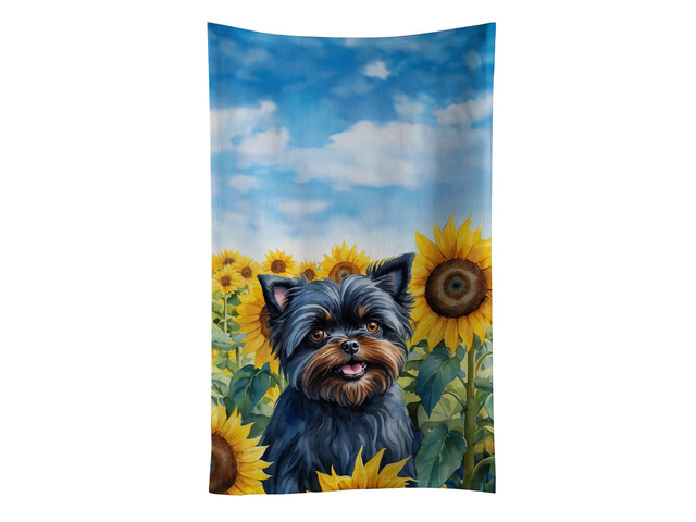 Affenpinscher in Sunflowers Kitchen Towel Dish Cloths Guest Hand Towel Decorative Bathroom Towel for Face,Tea, Dishcloth, Kitchen and Bath