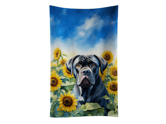 Cane Corso in Sunflowers Kitchen Towel Dish Cloths Guest Hand Towel Decorative Bathroom Towel for Face,Tea, Dishcloth, Kitchen and Bath