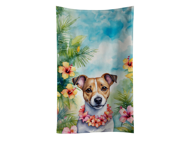 Jack Russell Terrier Luau Kitchen Towel Dish Cloths Guest Hand Towel Decorative Bathroom Towel for Face,Tea, Dishcloth, Kitchen and Bath