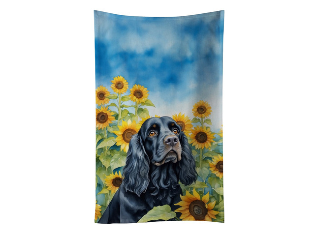 Cocker Spaniel in Sunflowers Kitchen Towel Dish Cloths Guest Hand Towel Decorative Bathroom Towel for Face,Tea, Dishcloth, Kitchen and Bath