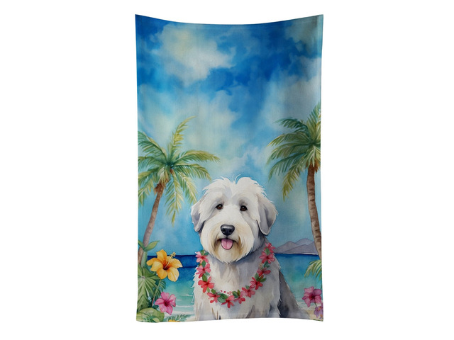 Old English Sheepdog Luau Kitchen Towel Dish Cloths Guest Hand Towel Decorative Bathroom Towel for Face,Tea, Dishcloth, Kitchen and Bath
