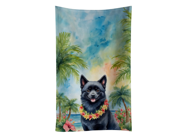 Schipperke Luau Kitchen Towel Dish Cloths Guest Hand Towel Decorative Bathroom Towel for Face,Tea, Dishcloth, Kitchen and Bath