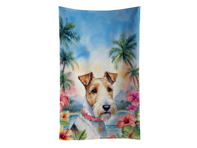 Fox Terrier Luau Kitchen Towel Dish Cloths Guest Hand Towel Decorative Bathroom Towel for Face,Tea, Dishcloth, Kitchen and Bath