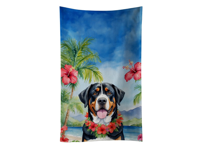 Greater Swiss Mountain Dog Luau Kitchen Towel Dish Cloths Guest Hand Towel Decorative Bathroom Towel for Face,Tea, Dishcloth, Kitchen and Bath