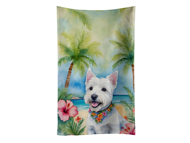 Westie Luau Kitchen Towel Dish Cloths Guest Hand Towel Decorative Bathroom Towel for Face,Tea, Dishcloth, Kitchen and Bath