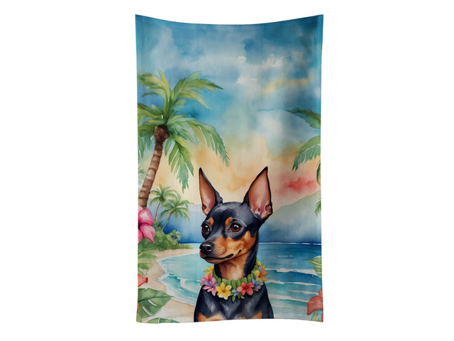 Miniature Pinscher Luau Kitchen Towel Dish Cloths Guest Hand Towel Decorative Bathroom Towel for Face,Tea, Dishcloth, Kitchen and Bath