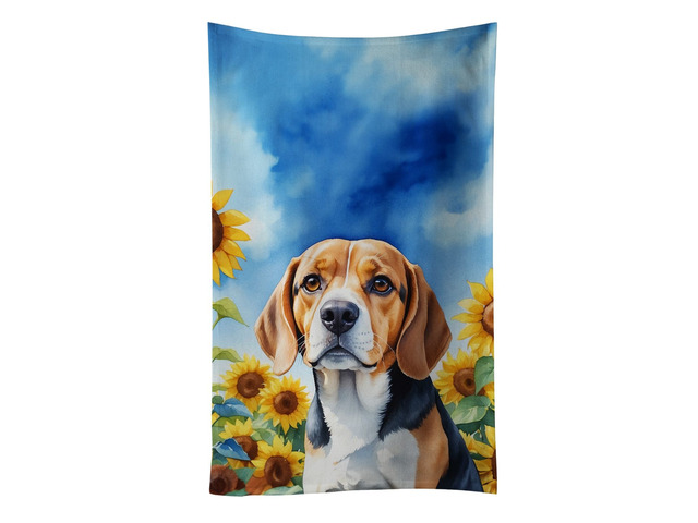 Beagle in Sunflowers Kitchen Towel Dish Cloths Guest Hand Towel Decorative Bathroom Towel for Face,Tea, Dishcloth, Kitchen and Bath