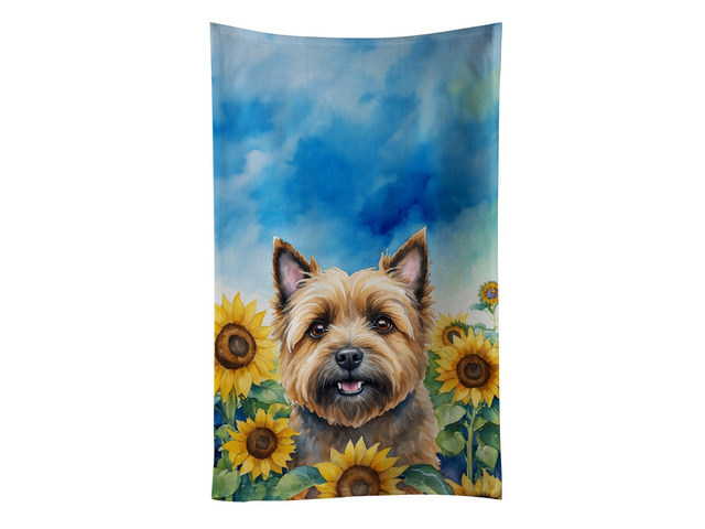 Cairn Terrier in Sunflowers Kitchen Towel Dish Cloths Guest Hand Towel Decorative Bathroom Towel for Face,Tea, Dishcloth, Kitchen and Bath