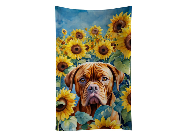 Dogue de Bordeaux in Sunflowers Kitchen Towel Dish Cloths Guest Hand Towel Decorative Bathroom Towel for Face,Tea, Dishcloth, Kitchen and Bath