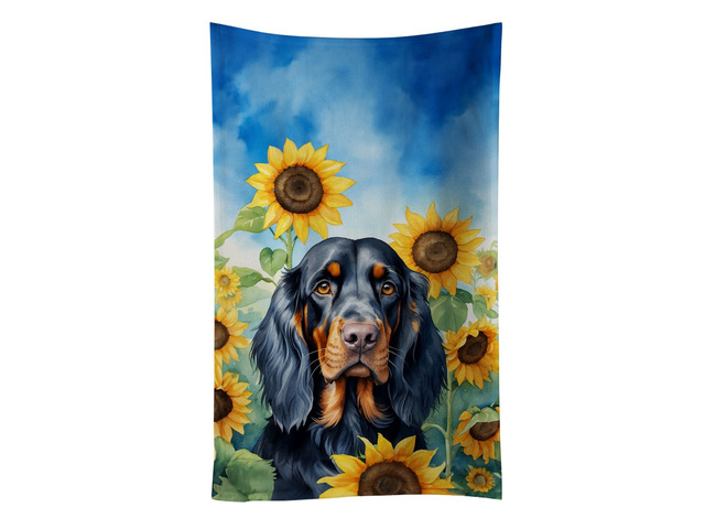 Gordon Setter in Sunflowers Kitchen Towel Dish Cloths Guest Hand Towel Decorative Bathroom Towel for Face,Tea, Dishcloth, Kitchen and Bath