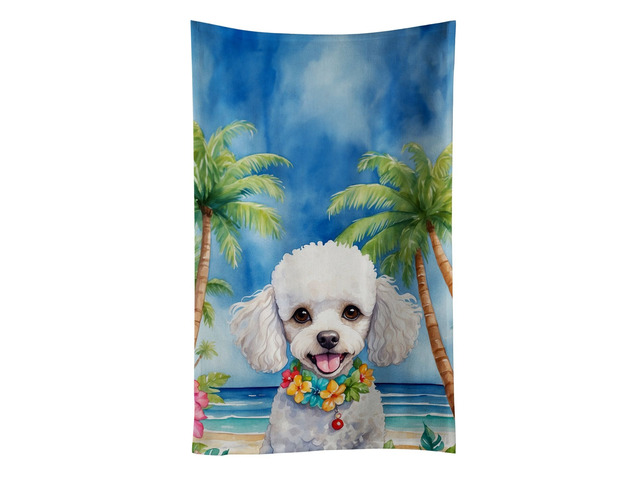 White Poodle Luau Kitchen Towel Dish Cloths Guest Hand Towel Decorative Bathroom Towel for Face,Tea, Dishcloth, Kitchen and Bath