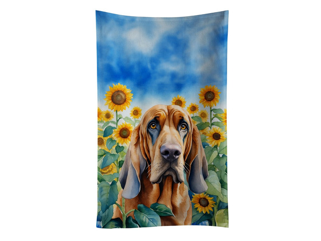 Bloodhound in Sunflowers Kitchen Towel Dish Cloths Guest Hand Towel Decorative Bathroom Towel for Face,Tea, Dishcloth, Kitchen and Bath