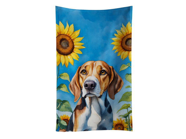 American Foxhound in Sunflowers Kitchen Towel Dish Cloths Guest Hand Towel Decorative Bathroom Towel for Face,Tea, Dishcloth, Kitchen and Bath