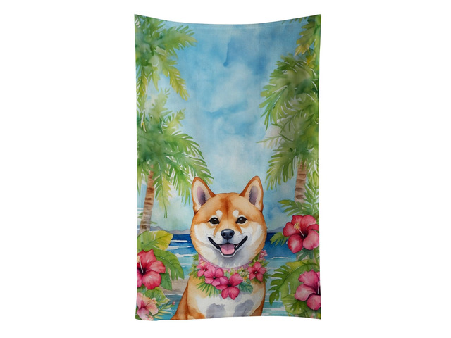 Shiba Inu Luau Kitchen Towel Dish Cloths Guest Hand Towel Decorative Bathroom Towel for Face,Tea, Dishcloth, Kitchen and Bath