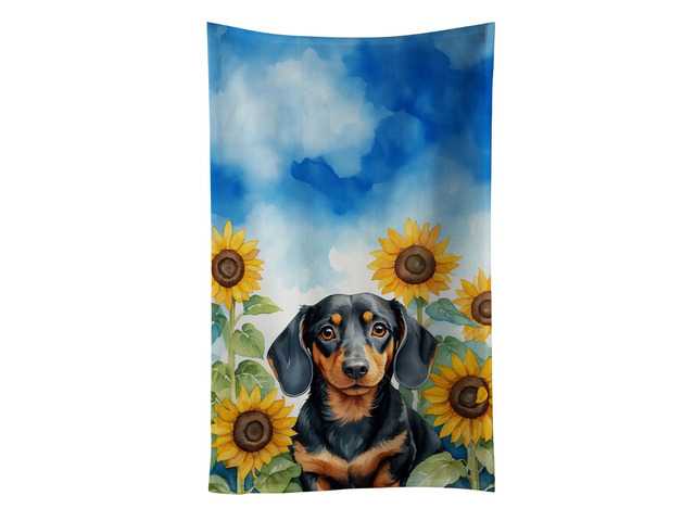 Dachshund in Sunflowers Kitchen Towel Dish Cloths Guest Hand Towel Decorative Bathroom Towel for Face,Tea, Dishcloth, Kitchen and Bath
