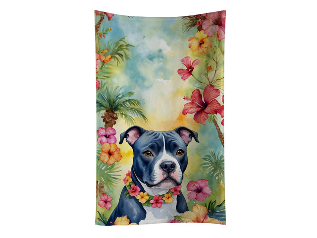 NEW Staffordshire Bull Terrier Luau Kitchen Towel Dish Cloths Guest Hand Towel Decorative Bathroom Towel for Face,Tea, Dishcloth, Kitchen and Bath