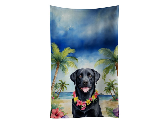 Black Labrador Retriever Luau Kitchen Towel Dish Cloths Guest Hand Towel Decorative Bathroom Towel for Face,Tea, Dishcloth, Kitchen and Bath