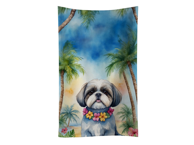 Shih Tzu Luau Kitchen Towel Dish Cloths Guest Hand Towel Decorative Bathroom Towel for Face,Tea, Dishcloth, Kitchen and Bath