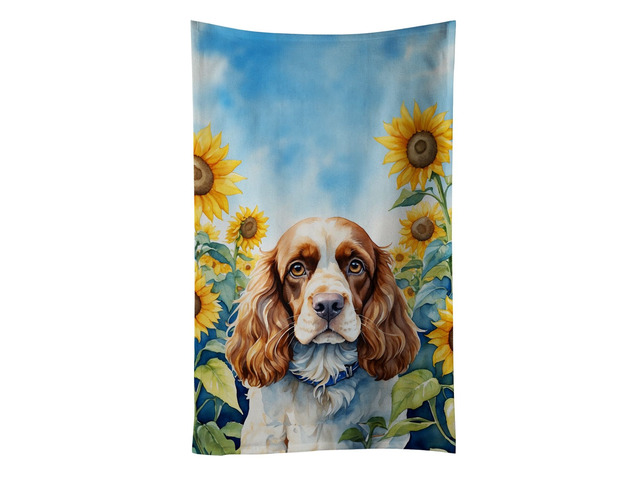 Cocker Spaniel in Sunflowers Kitchen Towel Dish Cloths Guest Hand Towel Decorative Bathroom Towel for Face,Tea, Dishcloth, Kitchen and Bath