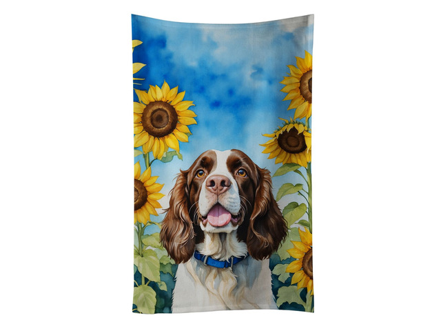 English Springer Spaniel in Sunflowers Kitchen Towel Dish Cloths Guest Hand Towel Decorative Bathroom Towel for Face,Tea, Dishcloth, Kitchen and Bath