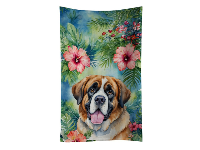 Saint Bernard Luau Kitchen Towel Dish Cloths Guest Hand Towel Decorative Bathroom Towel for Face,Tea, Dishcloth, Kitchen and Bath