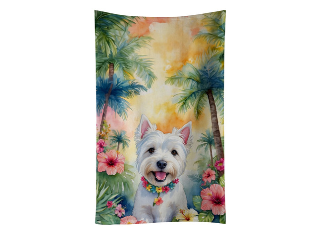 Westie Luau Kitchen Towel Dish Cloths Guest Hand Towel Decorative Bathroom Towel for Face,Tea, Dishcloth, Kitchen and Bath