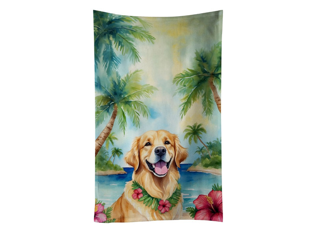 Golden Retriever Luau Kitchen Towel Dish Cloths Guest Hand Towel Decorative Bathroom Towel for Face,Tea, Dishcloth, Kitchen and Bath
