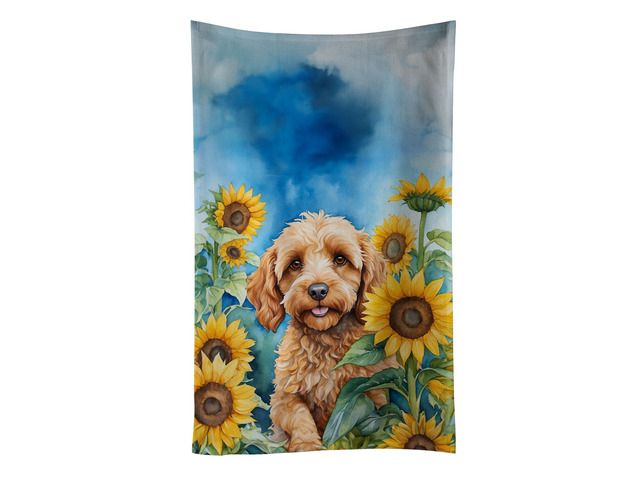 Cockapoo in Sunflowers Kitchen Towel Dish Cloths Guest Hand Towel Decorative Bathroom Towel for Face,Tea, Dishcloth, Kitchen and Bath