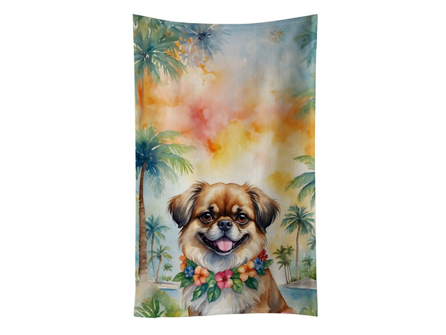 Tibetan Spaniel Luau Kitchen Towel Dish Cloths Guest Hand Towel Decorative Bathroom Towel for Face,Tea, Dishcloth, Kitchen and Bath