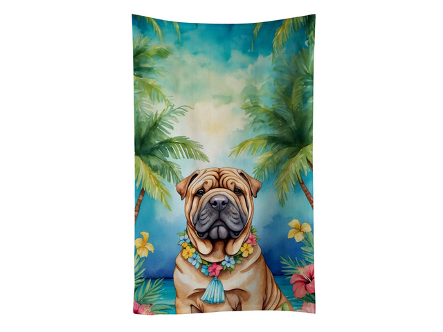 Shar Pei Luau Kitchen Towel Dish Cloths Guest Hand Towel Decorative Bathroom Towel for Face,Tea, Dishcloth, Kitchen and Bath