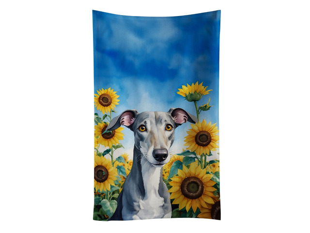 Greyhound in Sunflowers Kitchen Towel Dish Cloths Guest Hand Towel Decorative Bathroom Towel for Face,Tea, Dishcloth, Kitchen and Bath