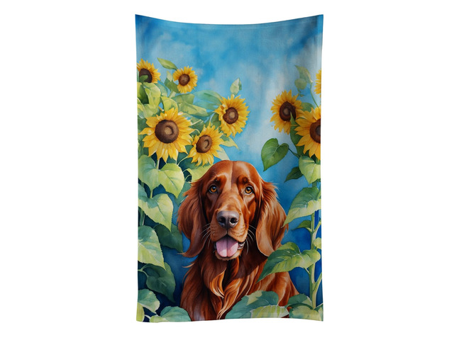 Irish Setter in Sunflowers Kitchen Towel Dish Cloths Guest Hand Towel Decorative Bathroom Towel for Face,Tea, Dishcloth, Kitchen and Bath