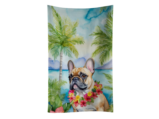 French Bulldog Luau Kitchen Towel Dish Cloths Guest Hand Towel Decorative Bathroom Towel for Face,Tea, Dishcloth, Kitchen and Bath