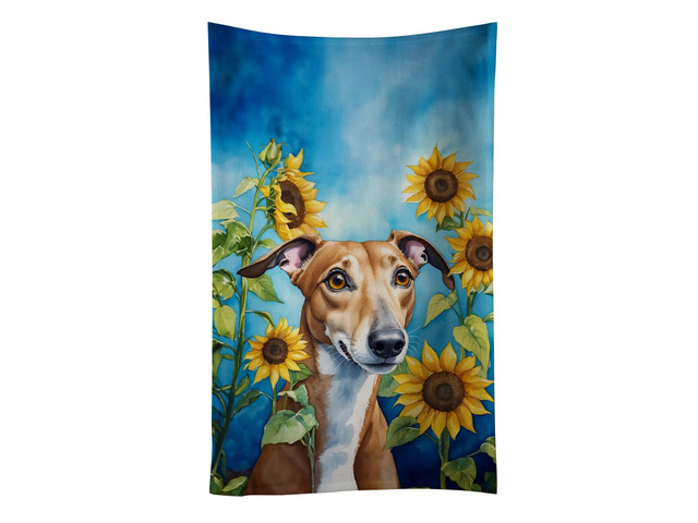 Greyhound in Sunflowers Kitchen Towel Dish Cloths Guest Hand Towel Decorative Bathroom Towel for Face,Tea, Dishcloth, Kitchen and Bath