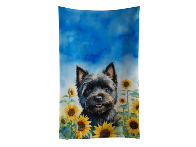 Cairn Terrier in Sunflowers Kitchen Towel Dish Cloths Guest Hand Towel Decorative Bathroom Towel for Face,Tea, Dishcloth, Kitchen and Bath