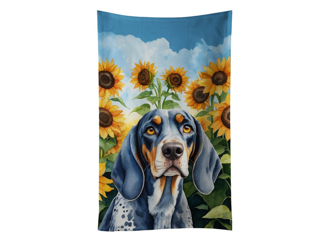 Bluetick Coonhound in Sunflowers Kitchen Towel Dish Cloths Guest Hand Towel Decorative Bathroom Towel for Face,Tea, Dishcloth, Kitchen and Bath