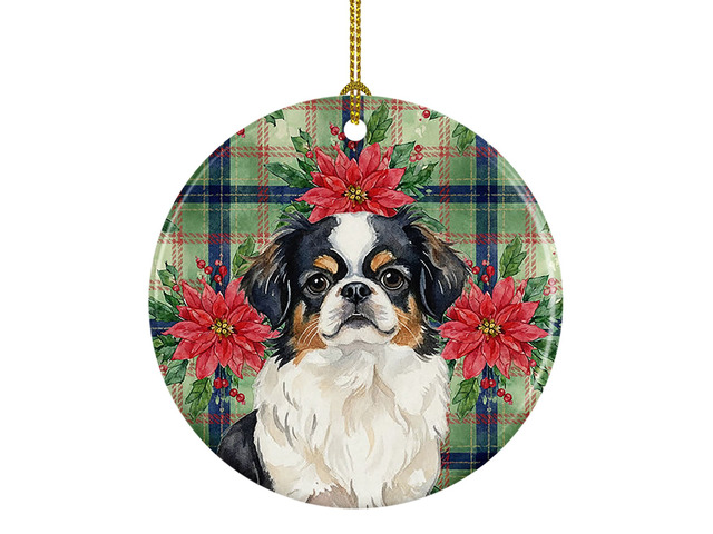 Tricolor Japanese Chin Christmas PoinsettIas Ceramic Ornament Christmas Tree Hanging Decorations for Home Christmas Holiday, Party, Gift, 3 in,...