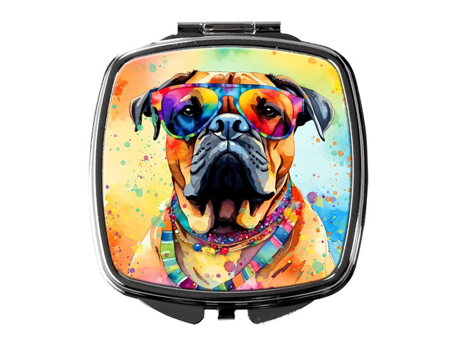 Bullmastiff Hippie Dawg Compact Mirror Decorative Travel Makeup Mirror for Women Girls Gifts Pocket Makeup Mirror Folding Handheld
