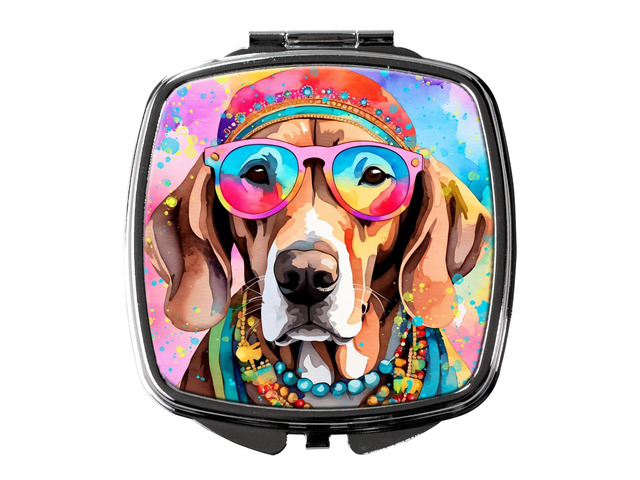 Weimaraner Hippie Dawg Compact Mirror Decorative Travel Makeup Mirror for Women Girls Gifts Pocket Makeup Mirror Folding Handheld