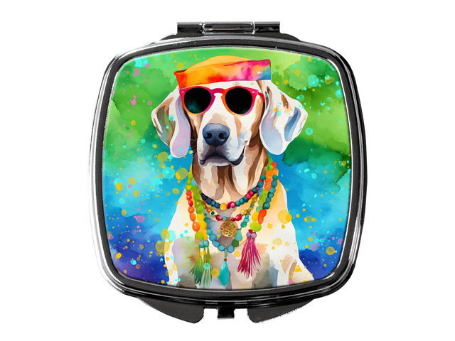 Weimaraner Hippie Dawg Compact Mirror Decorative Travel Makeup Mirror for Women Girls Gifts Pocket Makeup Mirror Folding Handheld