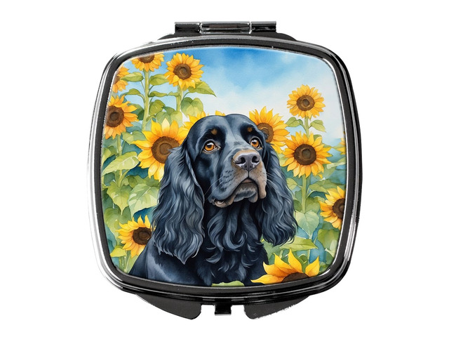 Cocker Spaniel in Sunflowers Compact Mirror Decorative Travel Makeup Mirror for Women Girls Gifts Pocket Makeup Mirror Folding Handheld