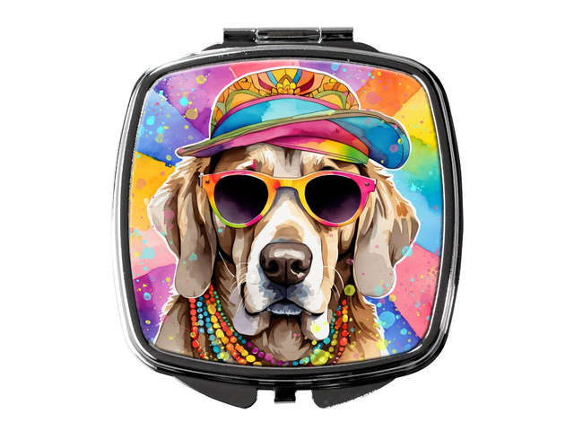 Weimaraner Hippie Dawg Compact Mirror Decorative Travel Makeup Mirror for Women Girls Gifts Pocket Makeup Mirror Folding Handheld
