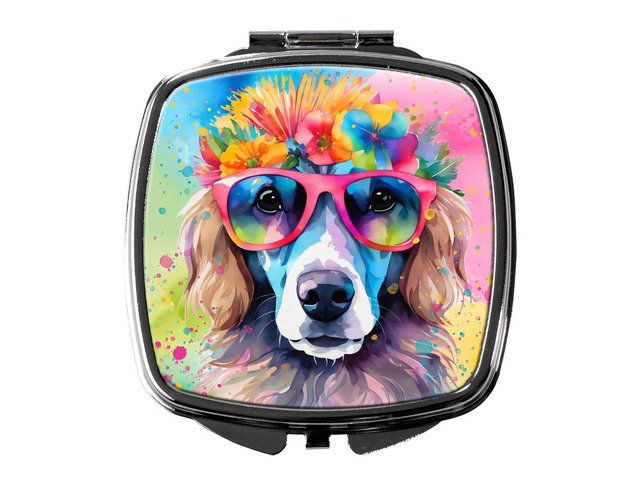 Poodle Hippie Dawg Compact Mirror Decorative Travel Makeup Mirror for Women Girls Gifts Pocket Makeup Mirror Folding Handheld