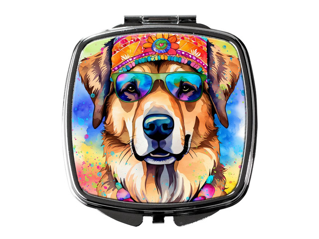 Hippie Dawg Compact Mirror Decorative Travel Makeup Mirror for Women Girls Gifts Pocket Makeup Mirror Folding Handheld