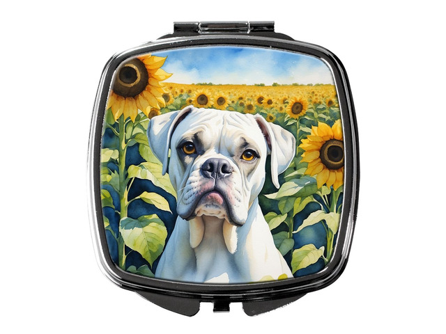 Boxer in Sunflowers Compact Mirror Decorative Travel Makeup Mirror for Women Girls Gifts Pocket Makeup Mirror Folding Handheld