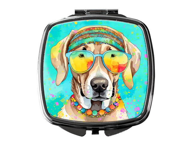 Weimaraner Hippie Dawg Compact Mirror Decorative Travel Makeup Mirror for Women Girls Gifts Pocket Makeup Mirror Folding Handheld