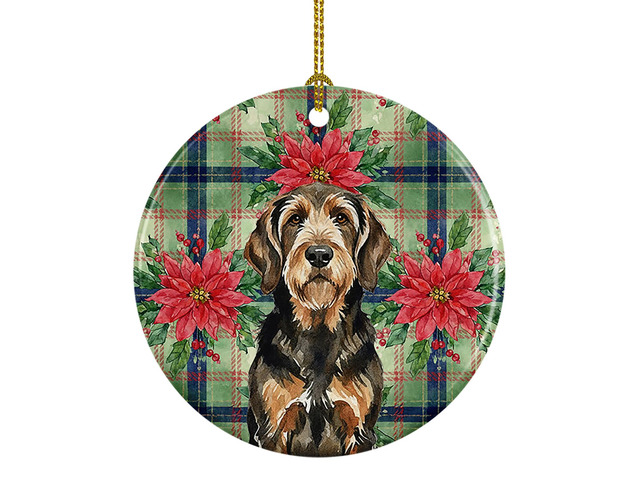 Black and Tan Otterhound Christmas PoinsettIas Ceramic Ornament Christmas Tree Hanging Decorations for Home Christmas Holiday, Party, Gift, 3 in,...