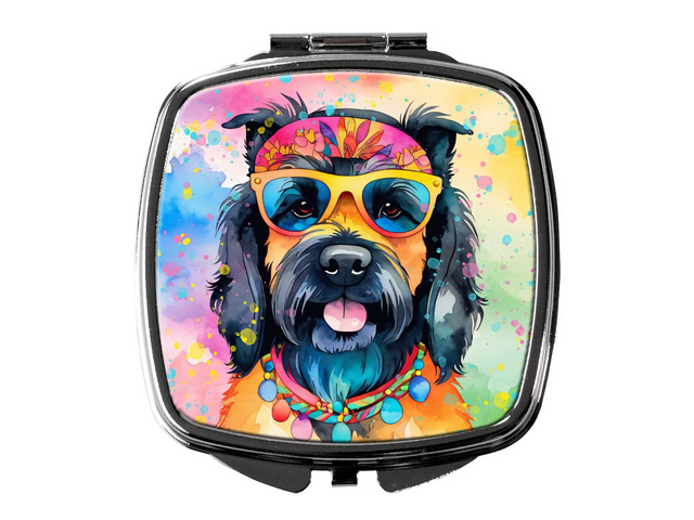 Scottish Terrier Hippie Dawg Compact Mirror Decorative Travel Makeup Mirror for Women Girls Gifts Pocket Makeup Mirror Folding Handheld