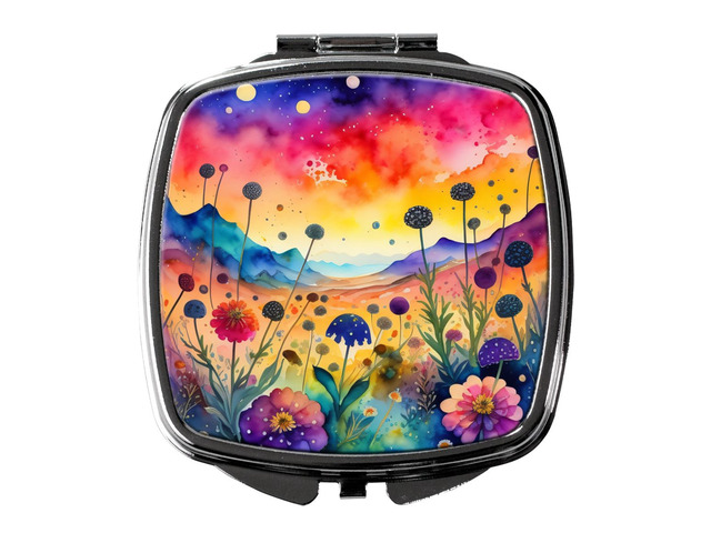 Colorful Scabiosa Compact Mirror Decorative Travel Makeup Mirror for Women Girls Gifts Pocket Makeup Mirror Folding Handheld