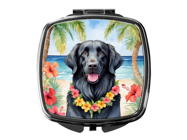 Flat-Coated Retriever Luau Compact Mirror Decorative Travel Makeup Mirror for Women Girls Gifts Pocket Makeup Mirror Folding Handheld
